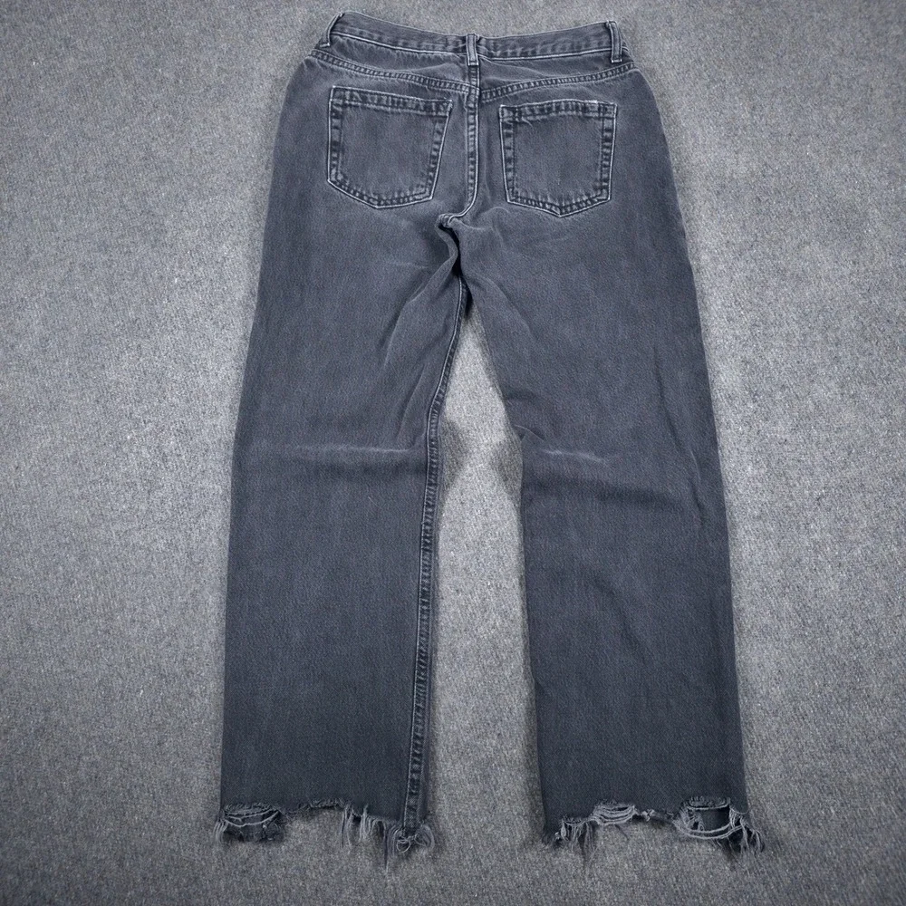 We The Free Jeans Womens 26 Black Straight Leg Distressed Boho Preppy Grunge